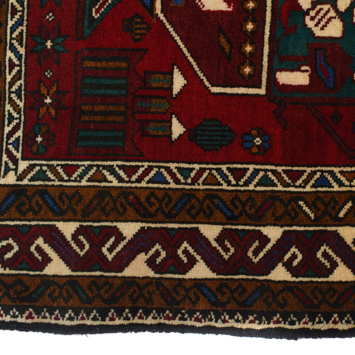 Red Afghan Prayer Rug 2' 11" x 4' 6" Hand-Knotted | No. AL91643