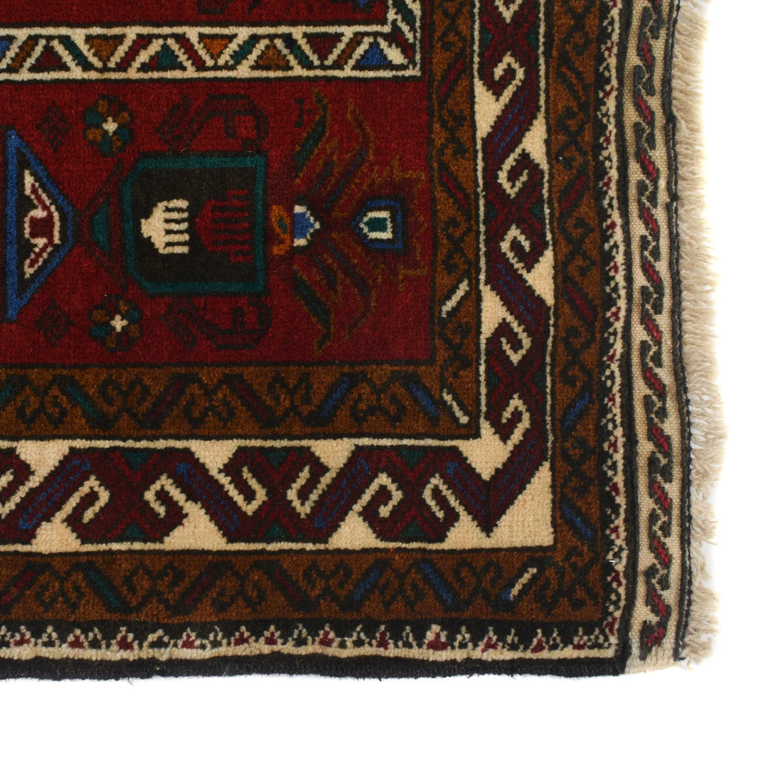 Red Afghan Prayer Rug 2' 11" x 4' 6" Hand-Knotted | No. AL91643