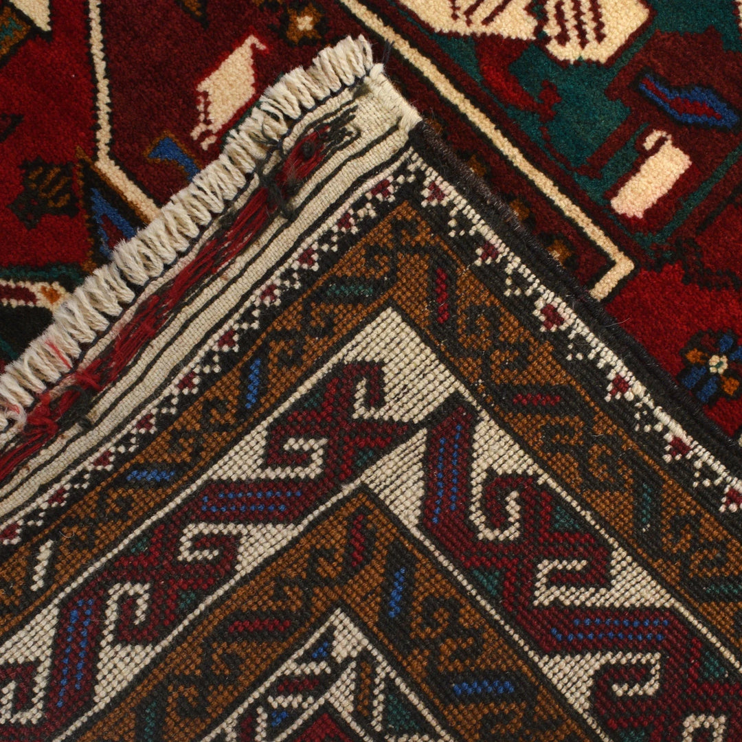 Red Afghan Prayer Rug 2' 11" x 4' 6" Hand-Knotted | No. AL91643