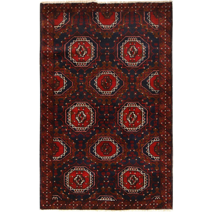 Afghan Baluchi Rug 3' 7" x 5' 11" Hand-Knotted | No. AL91692