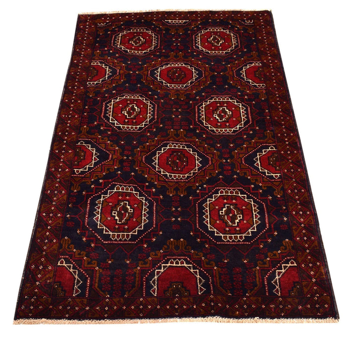 Afghan Baluchi Rug 3' 7" x 5' 11" Hand-Knotted | No. AL91692