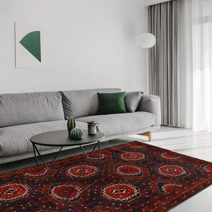 Afghan Baluchi Rug 3' 7" x 5' 11" Hand-Knotted | No. AL91692