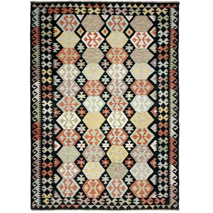 Afghan Vegetable Kilim Rug 6'4" x 9'11" Flat-Weave | No. AL917092