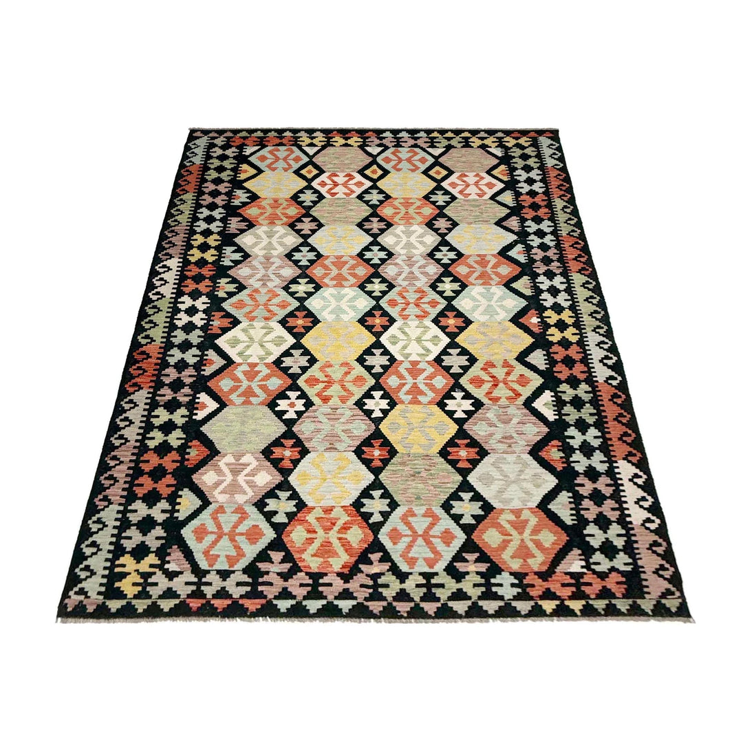 Afghan Vegetable Kilim Rug 6'4" x 9'11" Flat-Weave | No. AL917092