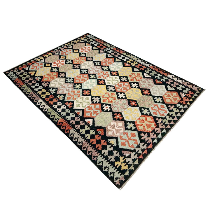 Afghan Vegetable Kilim Rug 6'4" x 9'11" Flat-Weave | No. AL917092