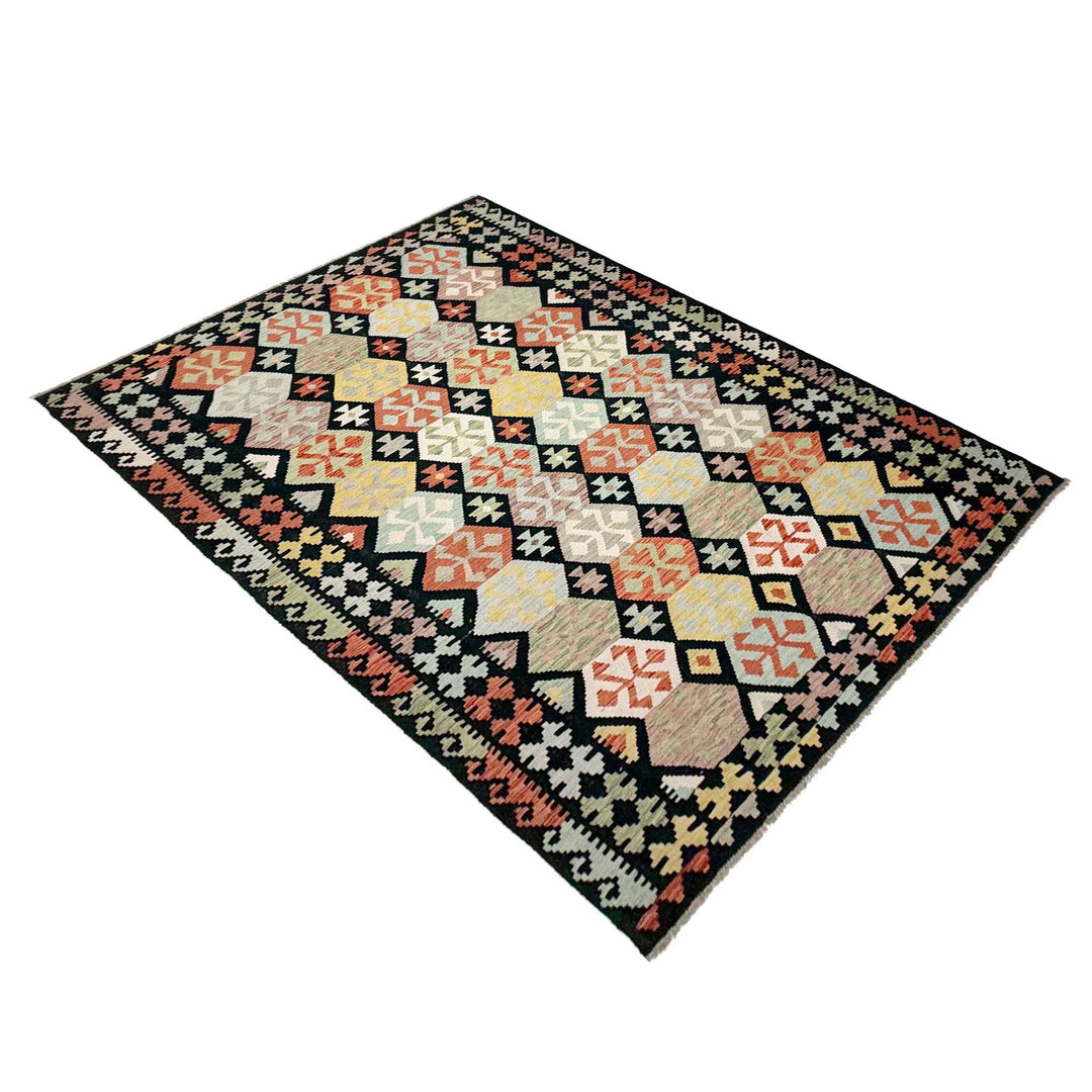 Afghan Vegetable Kilim Rug 6'4" x 9'11" Flat-Weave | No. AL917092
