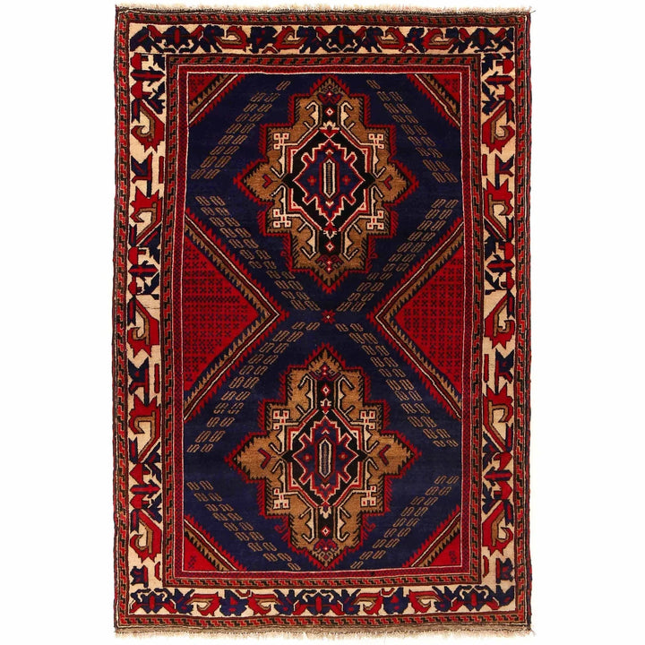 Afghan Baluchi Rug 4' 4" x 6' 4" Hand-Knotted | No. AL91805