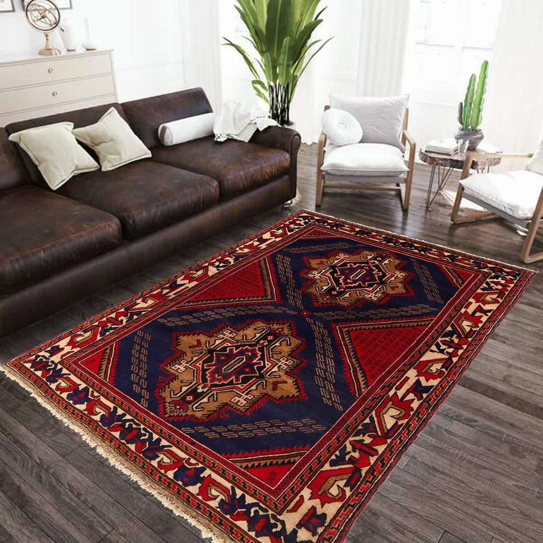 Afghan Baluchi Rug 4' 4" x 6' 4" Hand-Knotted | No. AL91805