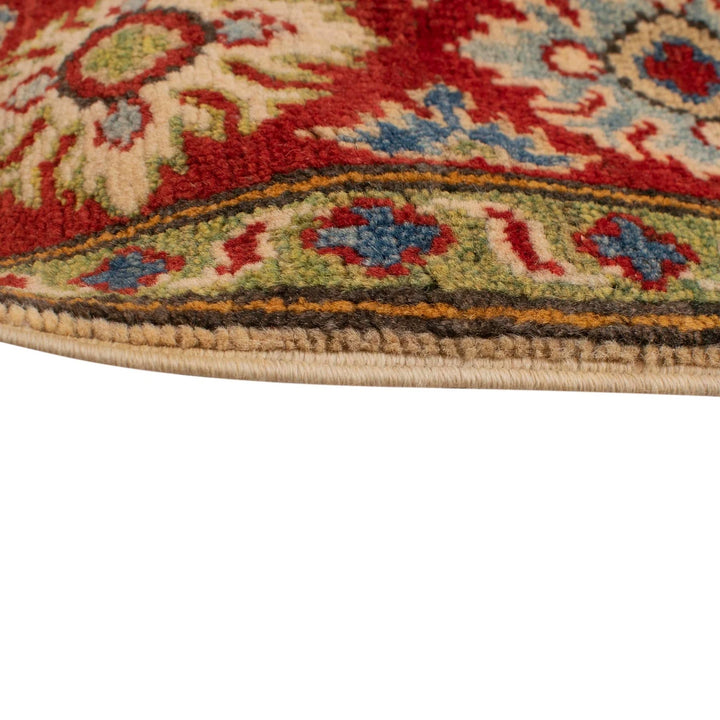 Ivory Afghan Kazak Rug 4' 0" x 5' 9" Hand-Knotted | No. AL91843