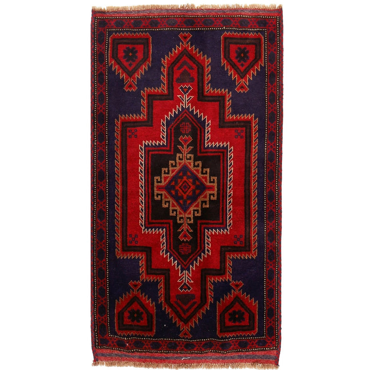 Dark Blue Afghan Baluchi Rug 3' 1" x 5' 5" Hand-Knotted | No. AL91859