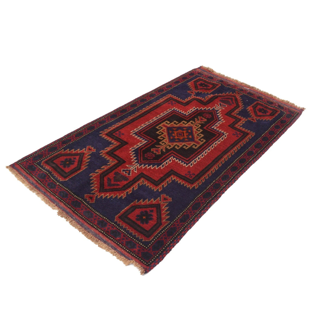Dark Blue Afghan Baluchi Rug 3' 1" x 5' 5" Hand-Knotted | No. AL91859
