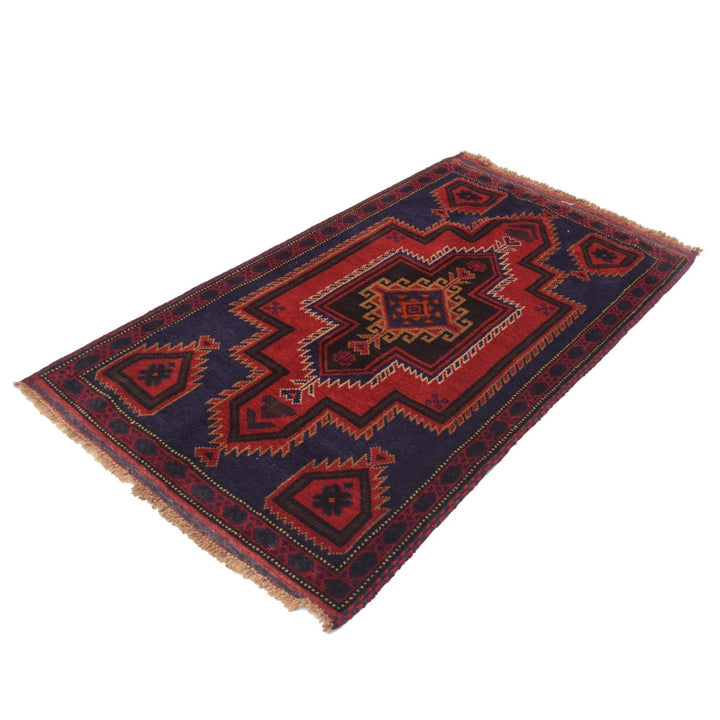 Dark Blue Afghan Baluchi Rug 3' 1" x 5' 5" Hand-Knotted | No. AL91859