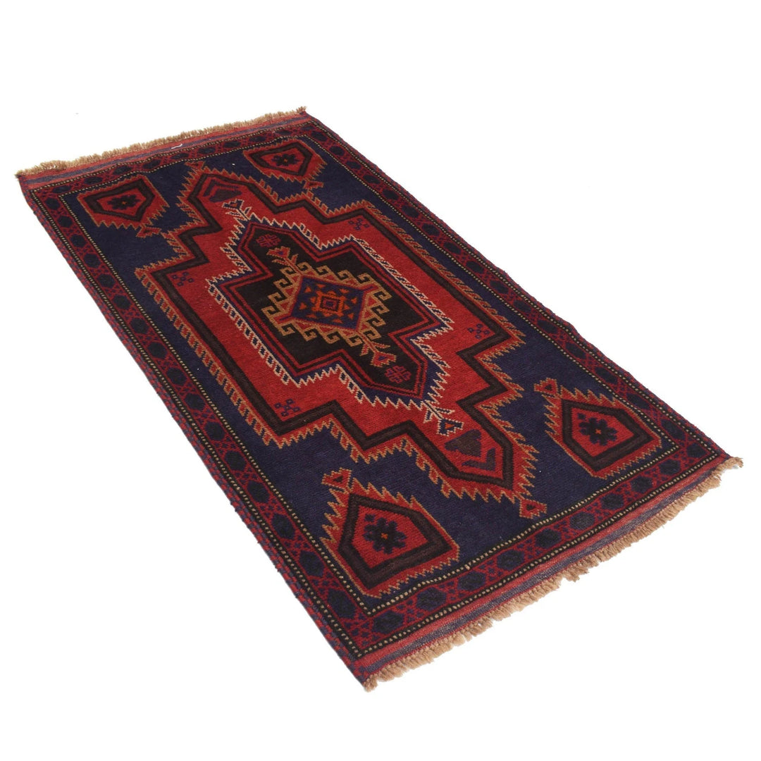 Dark Blue Afghan Baluchi Rug 3' 1" x 5' 5" Hand-Knotted | No. AL91859