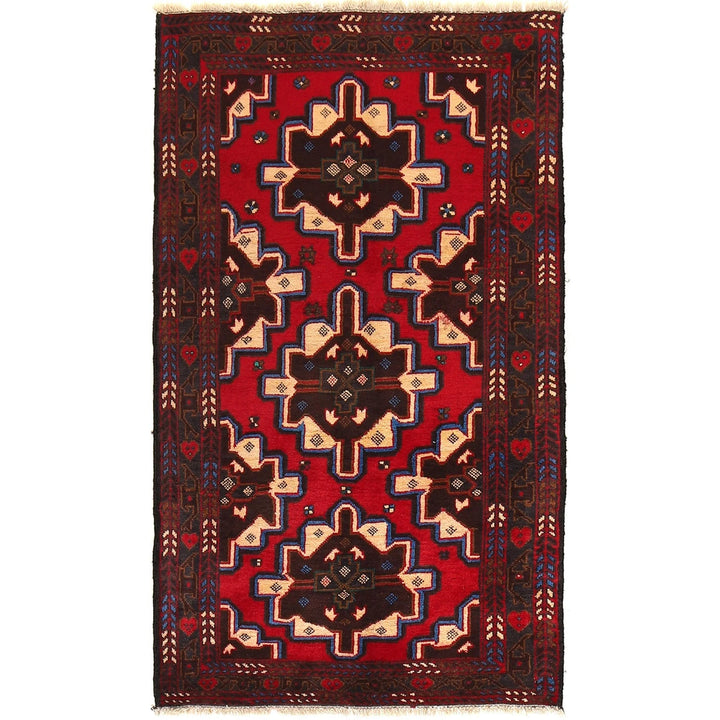 Afghan Baluchi Rug 2' 11" x 4' 11" Hand-Knotted | No. AL91926