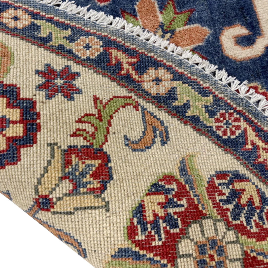 Blue Afghan Kazak Rug 6' 7" x 6' 7" Hand-Knotted | No. AL91930