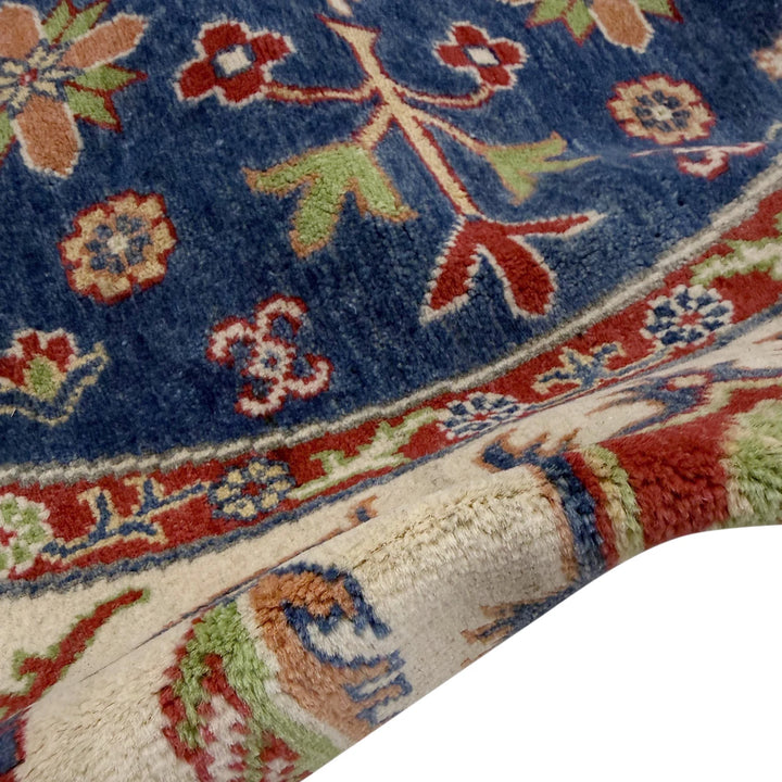 Blue Afghan Kazak Rug 6' 7" x 6' 7" Hand-Knotted | No. AL91930
