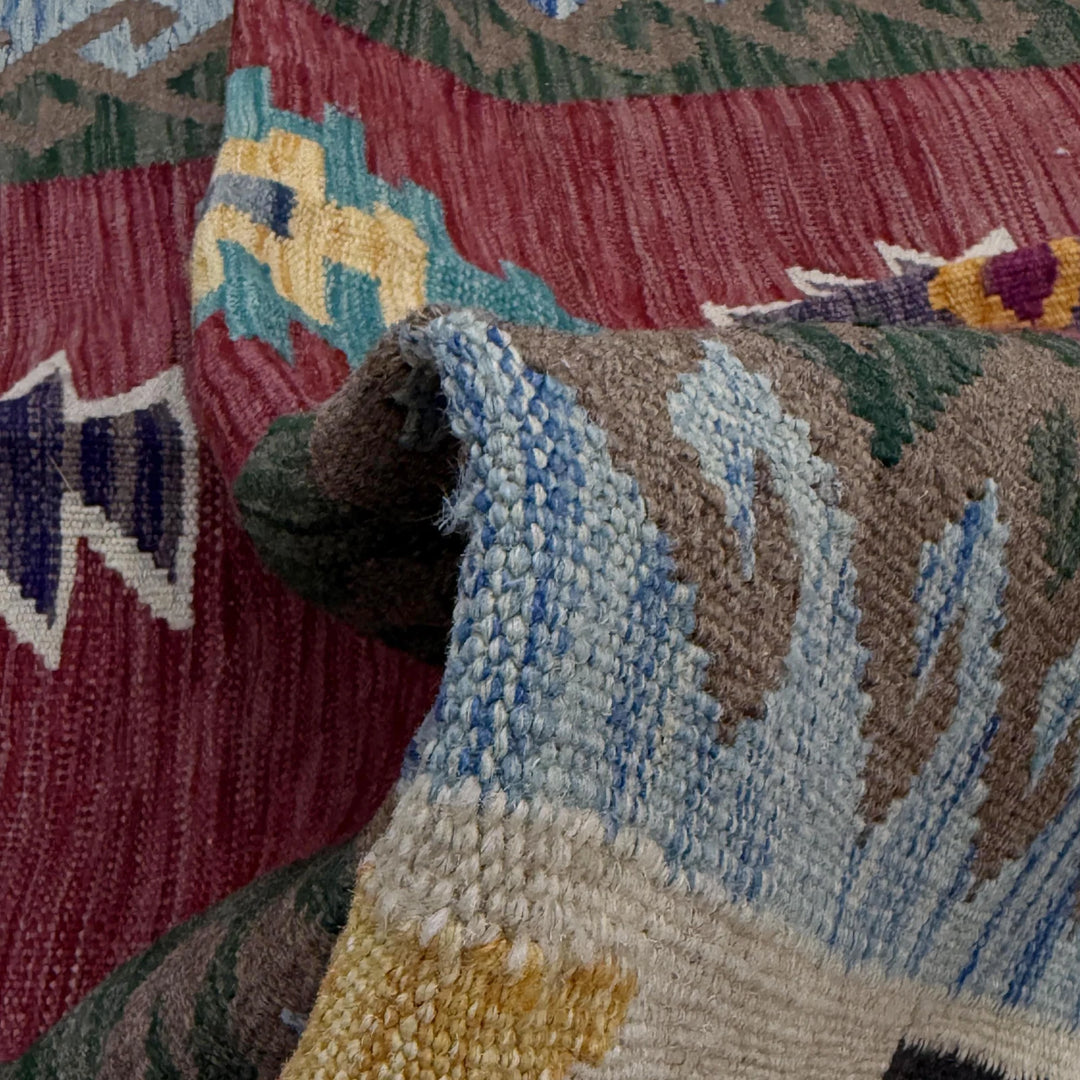 Afghan Vegetable Kilim Rug 4'11" x 6'7" Flat-Weave | No. AL91943