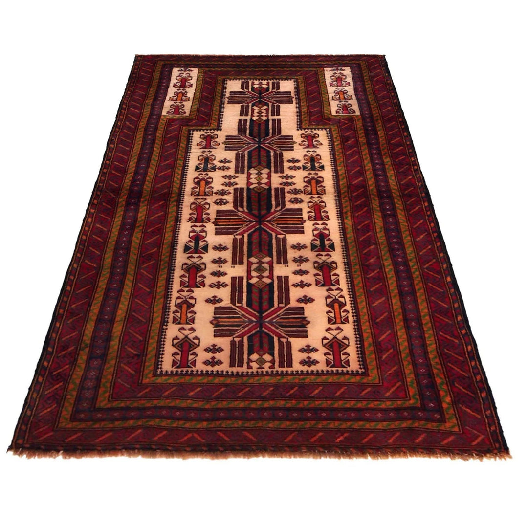 Beige Afghan Prayer Rug 2' 11" x 4' 10" Hand-Knotted | No. AL91966