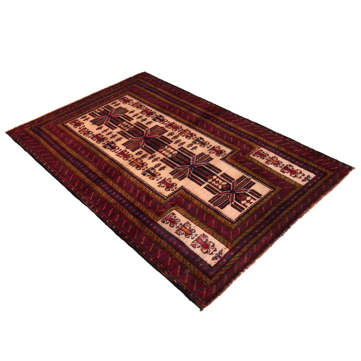 Beige Afghan Prayer Rug 2' 11" x 4' 10" Hand-Knotted | No. AL91966