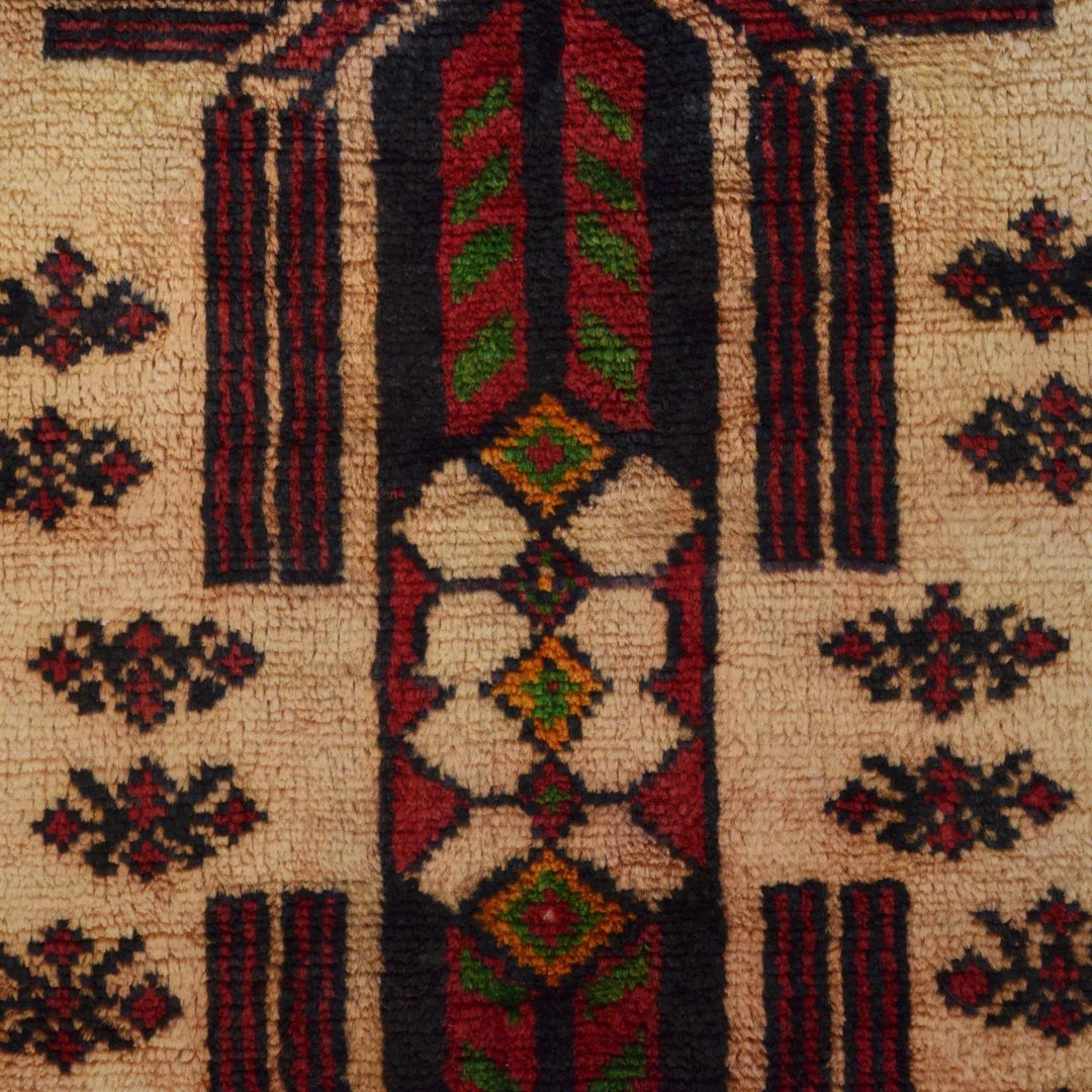 Beige Afghan Prayer Rug 2' 11" x 4' 10" Hand-Knotted | No. AL91966
