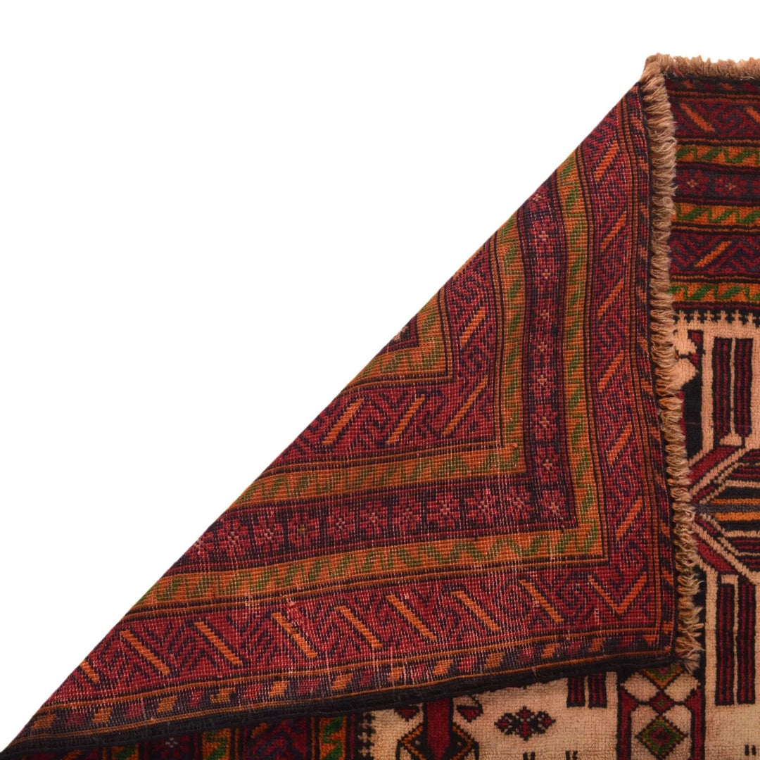 Beige Afghan Prayer Rug 2' 11" x 4' 10" Hand-Knotted | No. AL91966