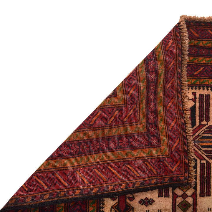 Beige Afghan Prayer Rug 2' 11" x 4' 10" Hand-Knotted | No. AL91966