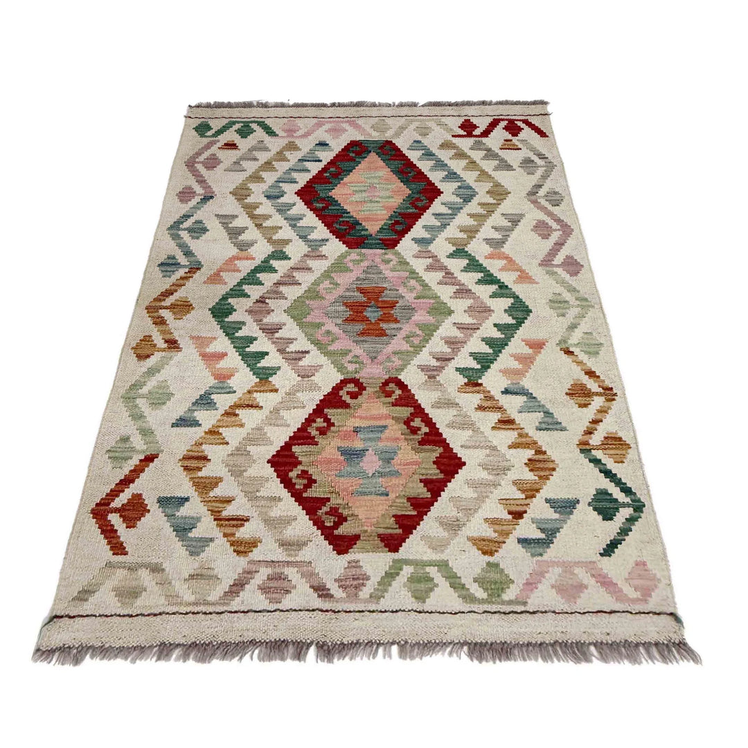 Afghan Vegetable Kilim Rug 2' 7" x 4' 3" Flat-Weave | No. AL919750