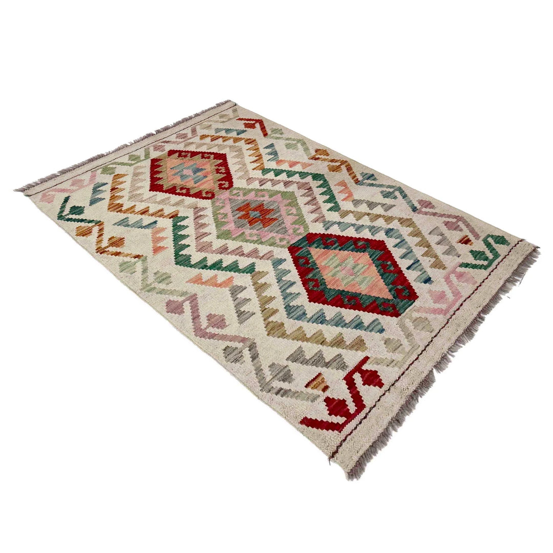 Afghan Vegetable Kilim Rug 2' 7" x 4' 3" Flat-Weave | No. AL919750