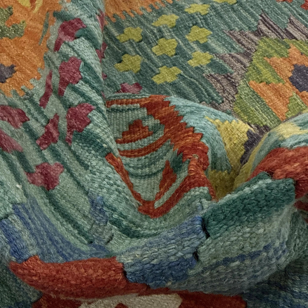 Afghan Vegetable Kilim Rug 6' 2" x 7' 11" Flat-Weave | No. AL920043