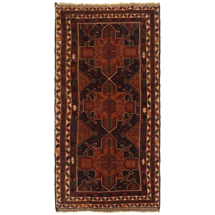 Red Afghan Baluchi Rug 3' 5" x 6' 7" Hand-Knotted | No. AL92208