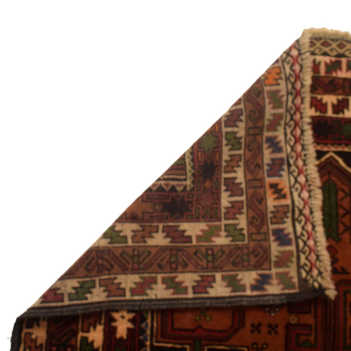 Red Afghan Baluchi Rug 3' 5" x 6' 7" Hand-Knotted | No. AL92208