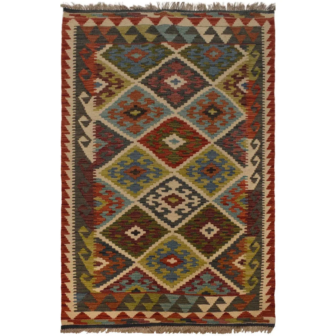 Afghan Kilim Rug 3' 3" x 5' 5" Flat-Weave | No. AL92244