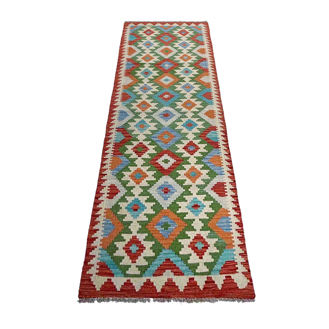 Afghan Vegetable Kilim Rug 2' 9" x 9' 8" Flat-Weave | No. AL92270