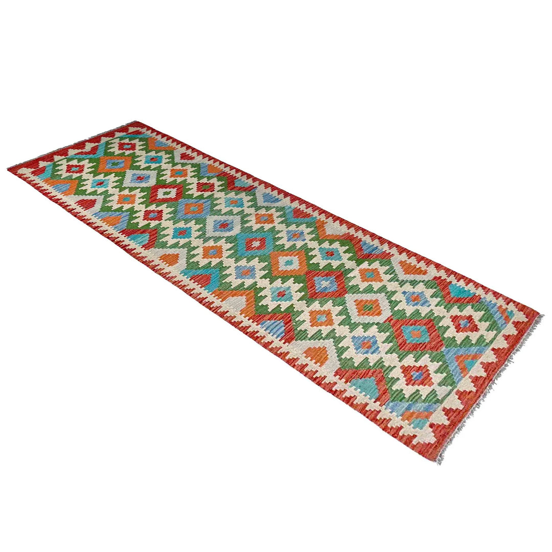 Afghan Vegetable Kilim Rug 2' 9" x 9' 8" Flat-Weave | No. AL92270