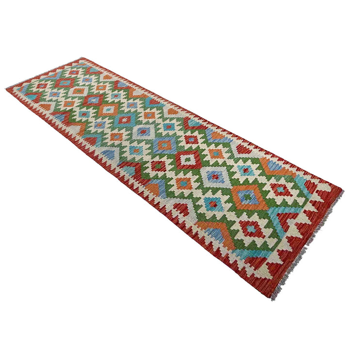 Afghan Vegetable Kilim Rug 2' 9" x 9' 8" Flat-Weave | No. AL92270