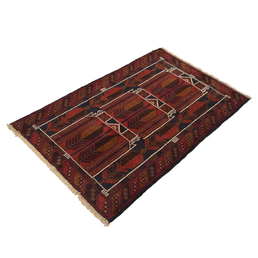 Afghan Prayer Rug 2' 9" x 3' 11" Hand-Knotted | No. AL92385