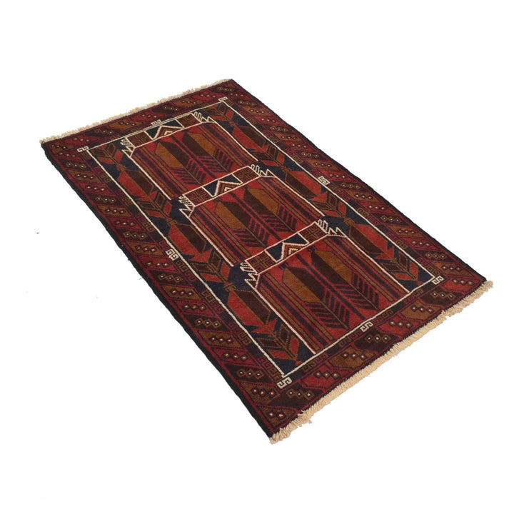 Afghan Prayer Rug 2' 9" x 3' 11" Hand-Knotted | No. AL92385
