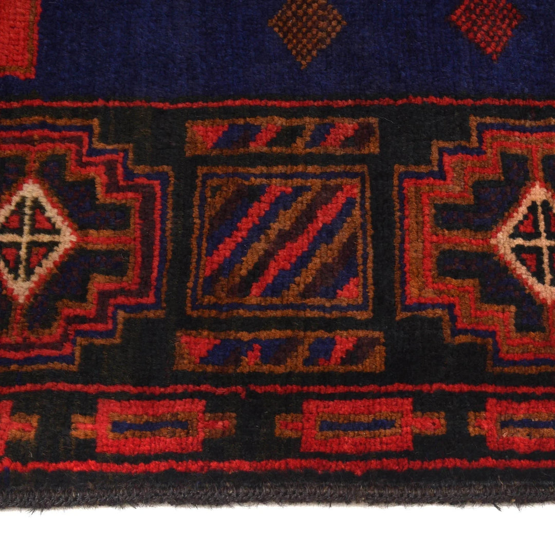 Blue Afghan Baluchi Rug 4' 5" x 6' 1" Hand-Knotted | No. AL92393