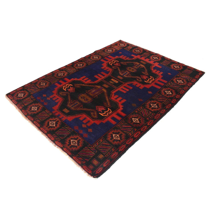 Blue Afghan Baluchi Rug 4' 5" x 6' 1" Hand-Knotted | No. AL92393