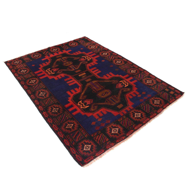 Blue Afghan Baluchi Rug 4' 5" x 6' 1" Hand-Knotted | No. AL92393