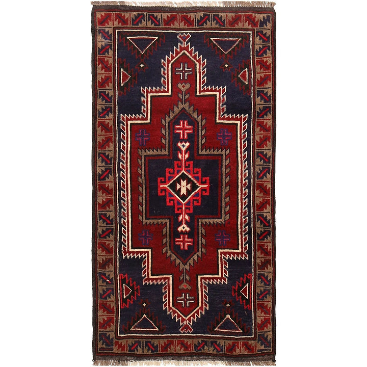 Afghan Baluchi Rug 2' 7" x 4' 9" Hand-Knotted | No. AL92457
