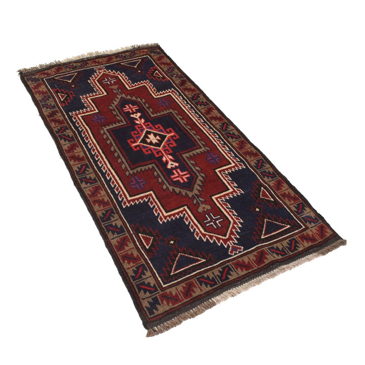 Afghan Baluchi Rug 2' 7" x 4' 9" Hand-Knotted | No. AL92457