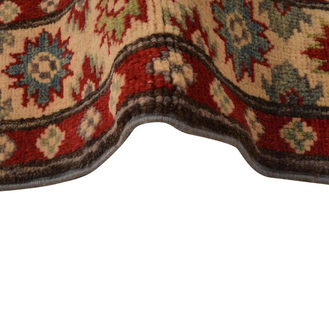 Blue Afghan Kazak Rug 3' 4" x 4' 9" Hand-Knotted | No. AL92467