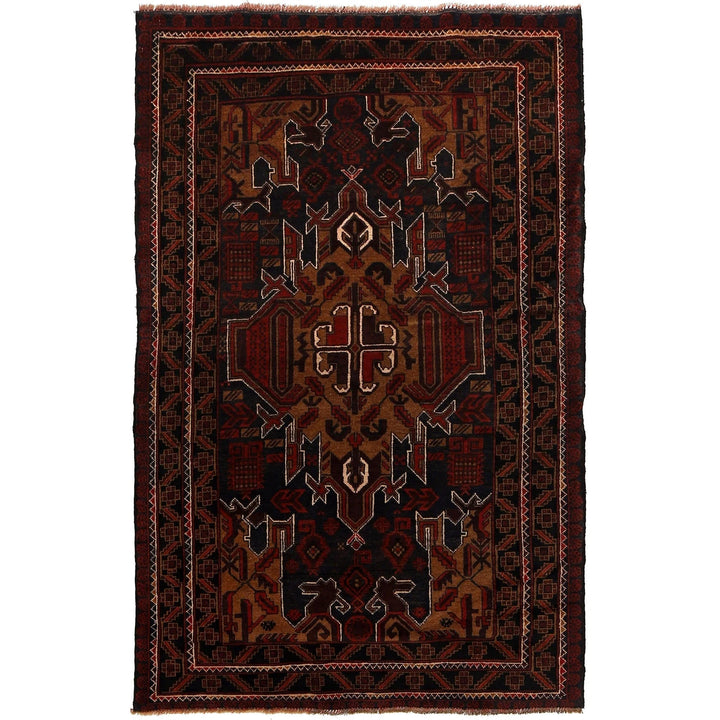 Afghan Baluchi Rug 4' 0" x 6' 3" Hand-Knotted | No. AL92533