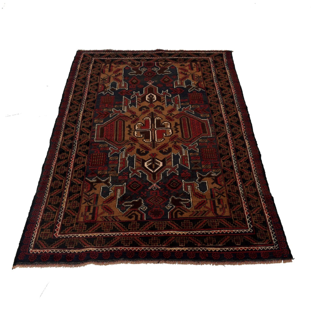 Afghan Baluchi Rug 4' 0" x 6' 3" Hand-Knotted | No. AL92533