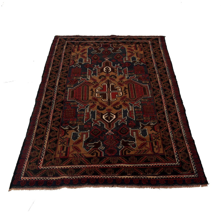 Afghan Baluchi Rug 4' 0" x 6' 3" Hand-Knotted | No. AL92533