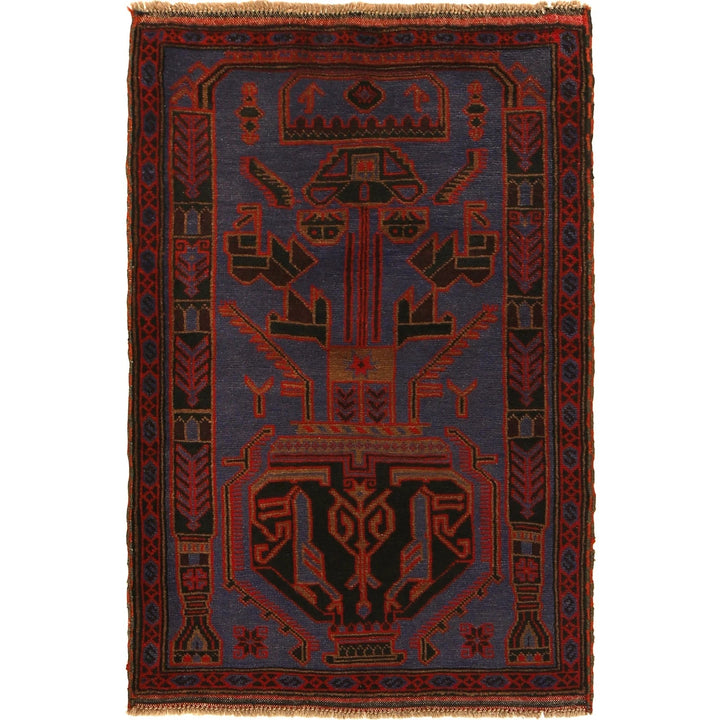 Dark Blue Afghan Baluchi Rug 3' 2" x 4' 6" Hand-Knotted | No. AL92589