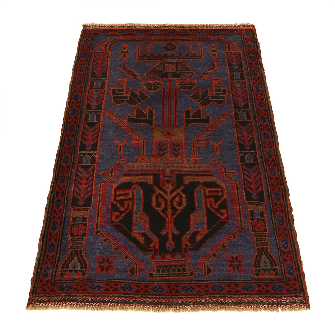 Dark Blue Afghan Baluchi Rug 3' 2" x 4' 6" Hand-Knotted | No. AL92589