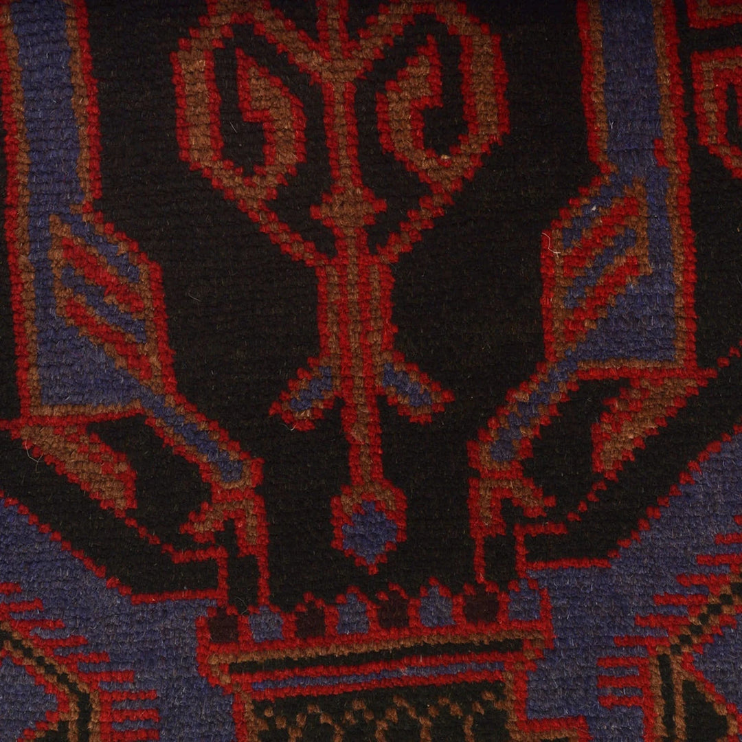 Dark Blue Afghan Baluchi Rug 3' 2" x 4' 6" Hand-Knotted | No. AL92589