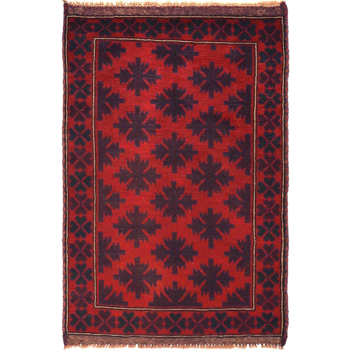 Red Afghan Baluchi Rug 2' 9" x 4' 8" Hand-Knotted | No. AL92684